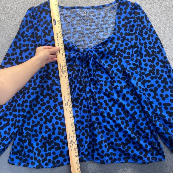 Ava & Viv Plus Size 3X Women's Long Balloon Sleeve Tie-Front Shirt Polka Dot - Picture 7 of 12